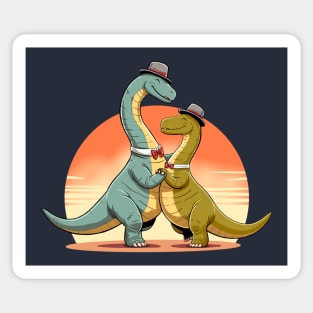 Dinosaurs Dancing in the Sunset Sticker